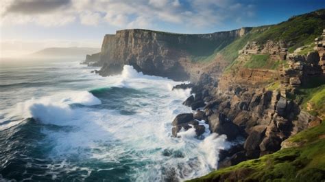 Premium Ai Image A Large Wave Crashing Into The Rocks