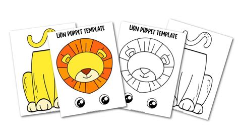 printable lion paper bag puppet template simple mom project