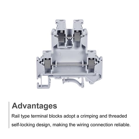 DIN Rail Mount Double Level Terminal Blocks Screw Type Grey UKK3 Pack