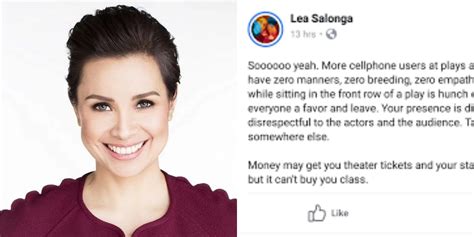 Pahayag Ni Lea Salonga Sa Mga Gumagamit Ng Cellphone Sa Loob Ng Teyatro