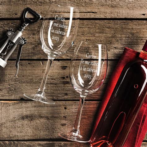 Copas De Vino Grabadas Con Mensaje Calledelregaloes