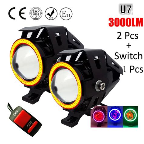 Huiermeimi 2pcs 125w Motorcycle Headlight 3000lmw Motorbike Spotlight