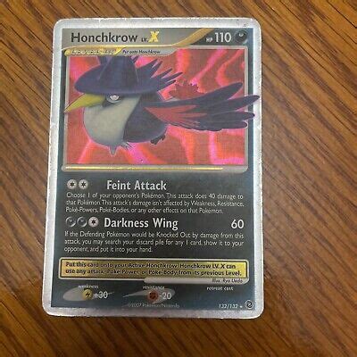 Pokémon TCG Honchkrow Lv X Secret Wonders 132 132 Holo Rare Holo LV X