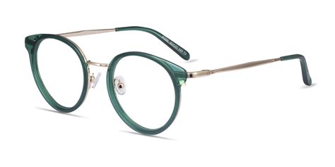 Jezzie Round Emerald Green And Gold Glasses For Women Eyebuydirect