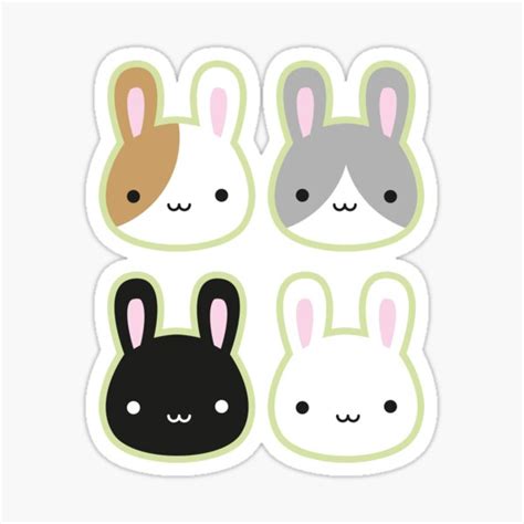 Kawaii Bunny Rabbits Sticker For Sale By Marcelinesmith Redbubble