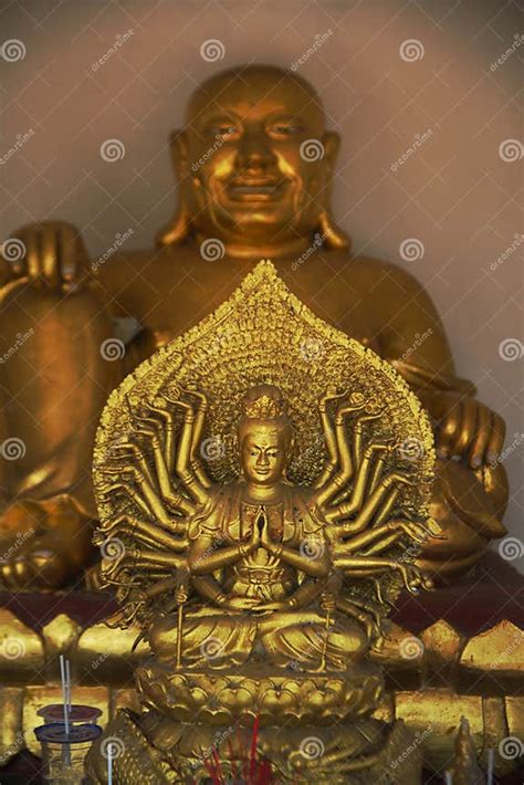 Phra Sangkajai Smiling And Happy Buddha And Guanyin Buddha Statue In