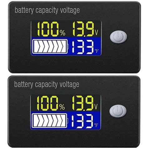 2 pièces indicateur de capacité de Batterie 12V Affichage LCD voltmètre