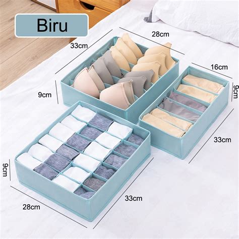 Jual Halu Box Storage Underwear 3In1 Box Pakaian Dalam Kaos Kaki Bra