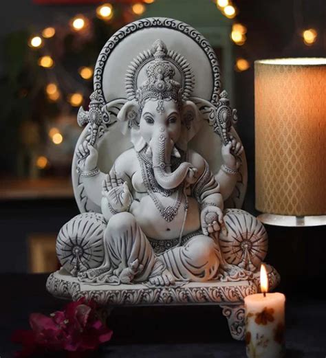 Buy Grey Marble Lord Ganesha Religious Idol By Yellow Verandah at 33% ...