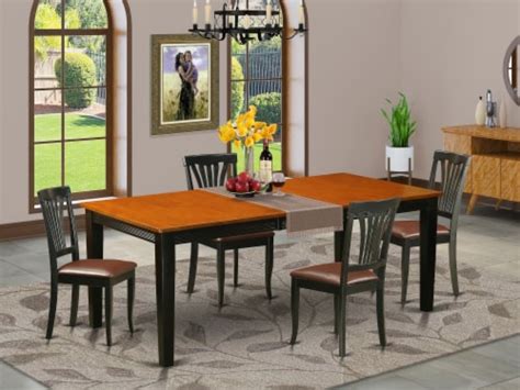 East West Furniture Quincy 5 Piece Dining Set With Leather Chairs In