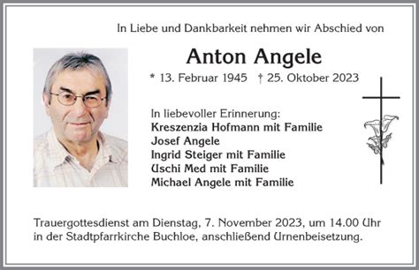 Traueranzeigen Von Anton Angele Allg Uer Zeitung