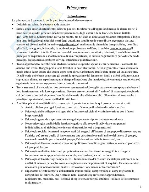 Prima Prova Esame Di Stato Appunti Di Psicologia Generale