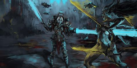 Sister Of Battle Vs Slaanesh Daemonette Art By William 40k Gallery