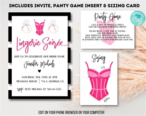 Hot Pink Lingerie Shower Invitation Instant Download Printable Lingerie Shower Invite Lingerie