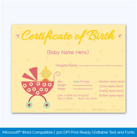 30 Free Birth Certificate Templates Word Illustrator Psd