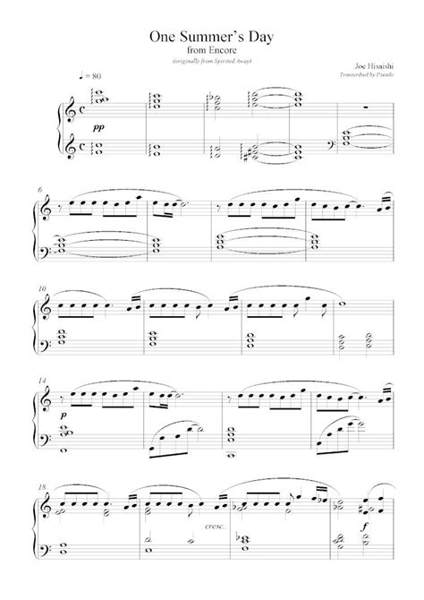 PDF Joe Hisaishi S One Summers Day Piano Sheet Solo DOKUMEN TIPS