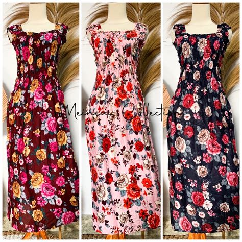 Jual Dress Kerut Panjang Sebetis Geser Pilih Motif Shopee Indonesia