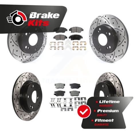 Front Rear Drill Slot Disc Brake Rotor Semi Metallic Pad Kit For Hybrid