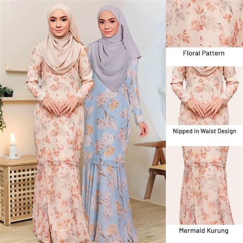 Floral Baju Kurung Moden Afa Design Payung Kain Chiffon Kurung Duyung