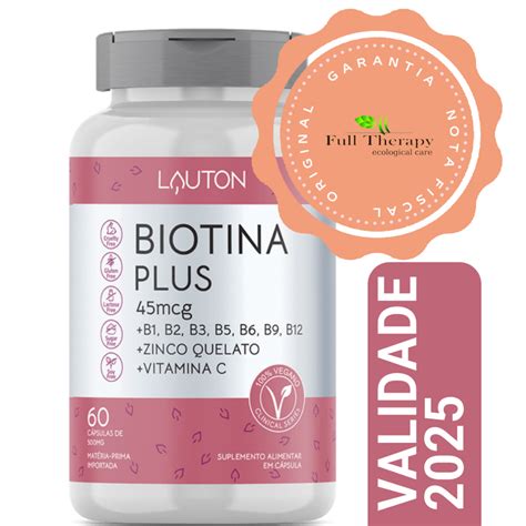 Biotina C Vitamina B1 B2 B3 B5 B6 B9 B12 C E Zinco Quelado Sabor Sem