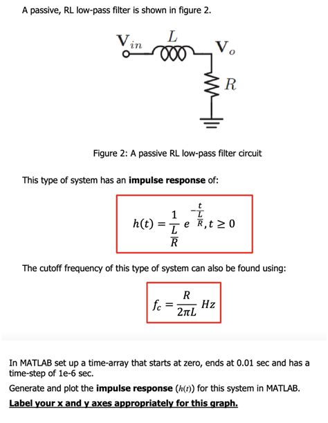 Solved A Passive Rl Low Pass Filter Is Shown In Figure Chegg