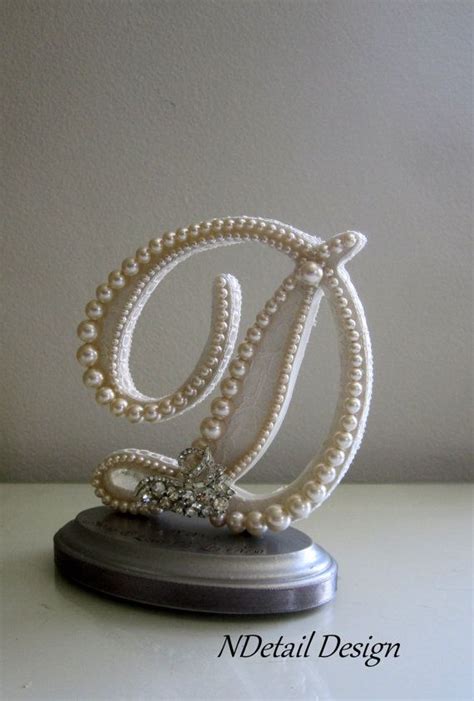 Silver Rhinestone Wedding Cake Topper Monogram By Ndetaildesign