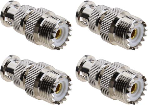 ECSiNG 4X BNC UHF Connecteur Coaxial SO239 UHF Femelle vers BNC Mâle