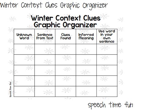 Winter Context Clues Graphic Organizer FREEBIE Speech Time Fun