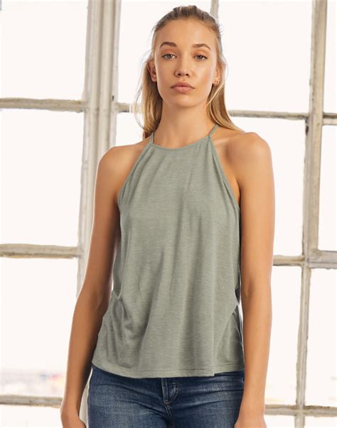 Bella Canvas Womens Flowy High Neck Tank Decorabel Blanco Textiel