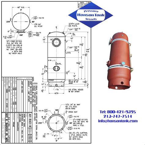 AH843B 1060 Gallon Custom Air Tank Hanson Tank Asme Code Pressure