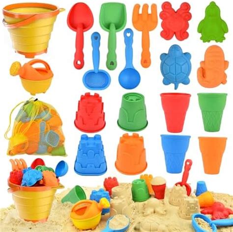 Sotodik Beach Toys Set For Kids Collapsible Sand Bucket And Shovels