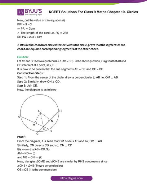 Ncert Solutions For Class 9 Maths Exercise 10 4 Chapter 10 Circles Free Pdf Download