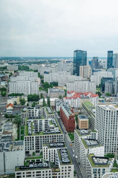 Premium Photo | Aerial view of warsaw skyscrapers