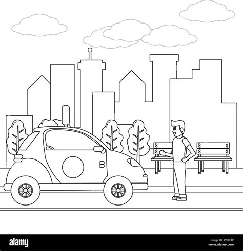 transport concept cartoon in black and white Stock Vector Image & Art ...
