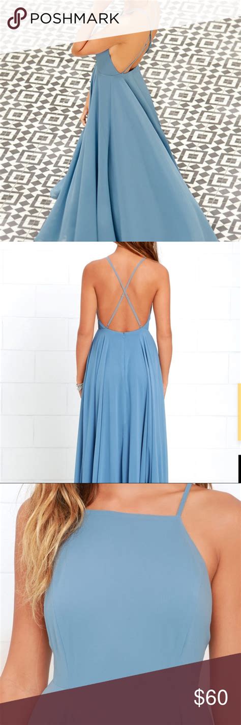 Lulus Mythical Kind Of Love Slate Blue Long Dress Long Blue Dress