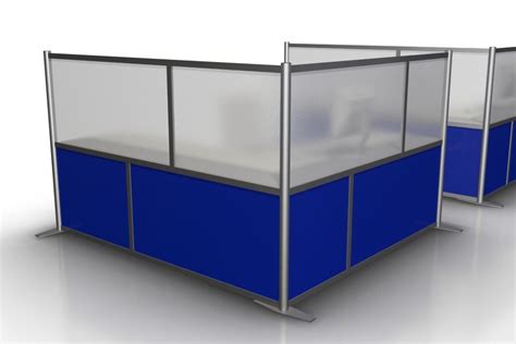 L Shaped Office Partition 75 L X 84 W X 51 H Blue And Frost