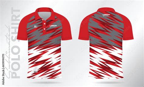 Red Sublimation Polo Shirt Mockup Template Design For Badminton Jersey