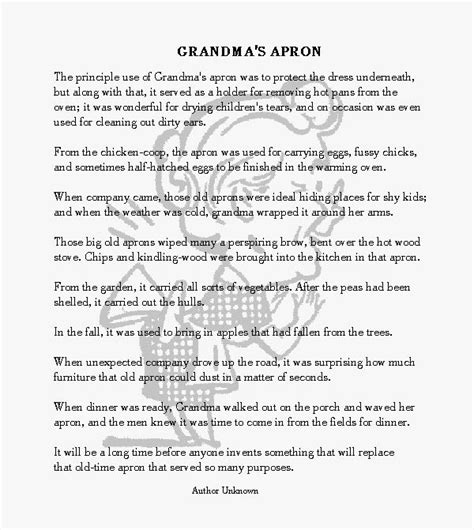 Printable Grandmas Apron Poem | TUTORE.ORG - Master of Documents