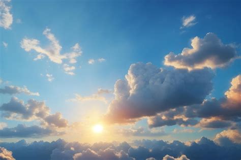 Un Cielo Azul Con Nubes Y Sol En El Cielo Fondos De Cielo Generados Por