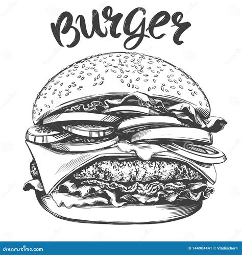 Burger Hamburger Fast Food Logo Design Template Cartoon Vector 233506499