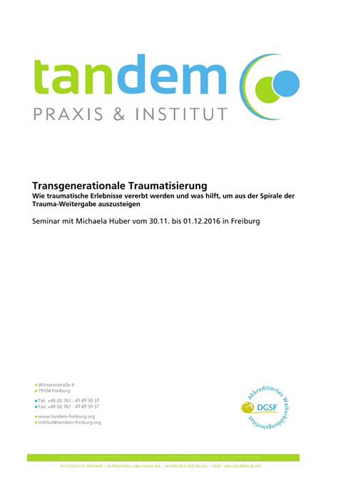 Pdf Transgenerationale Traumatisierung Tandem