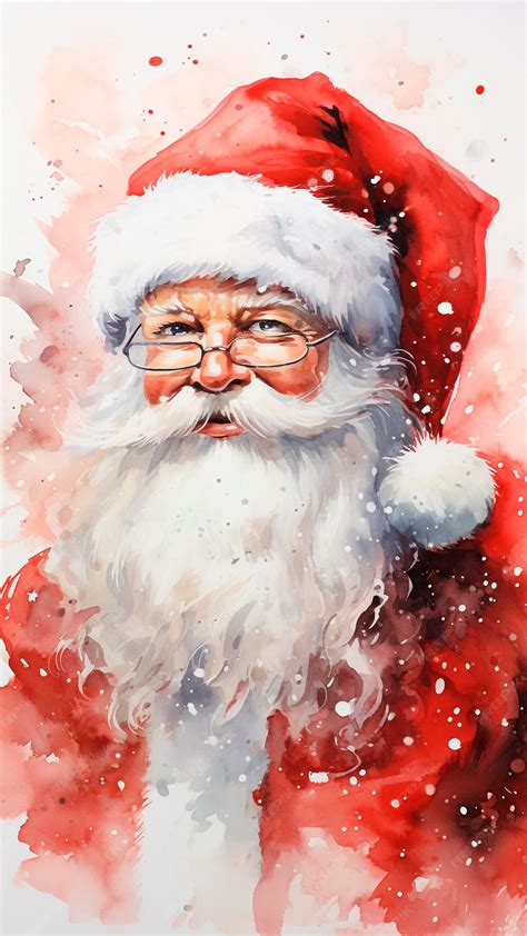 Premium Ai Image Santa Claus Portrait Watercolor Painting Christmas