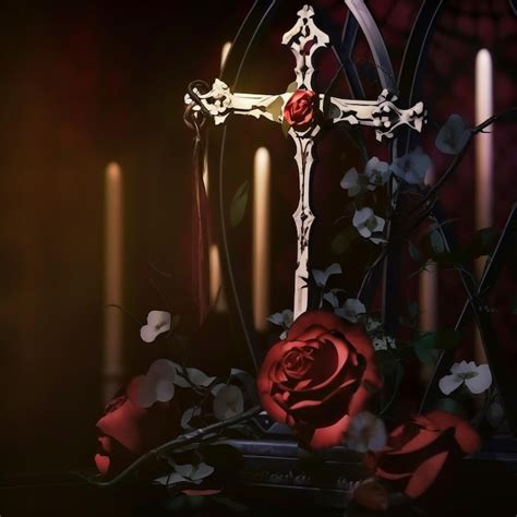 Premium Photo Gothic Illustration Of A Cross With Roses