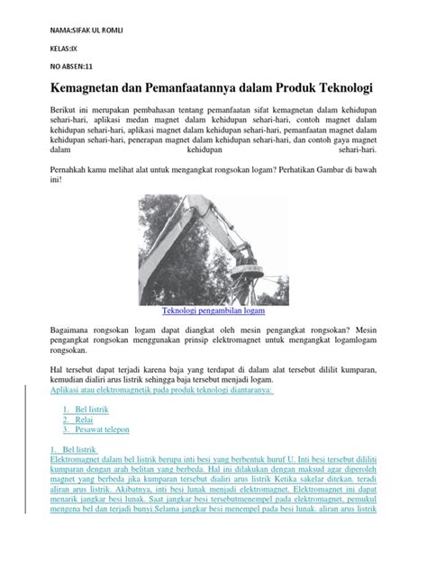 Kemagnetan Dan Pemanfaatannya Dalam Produk Teknologi Pdf