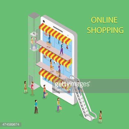 Online Shopping Isometric Concept Illustration Stock Clipart Royalty