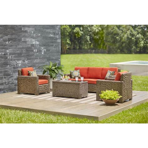 Hampton Bay Laguna Point Piece Brown Wicker Outdoor Patio Deep