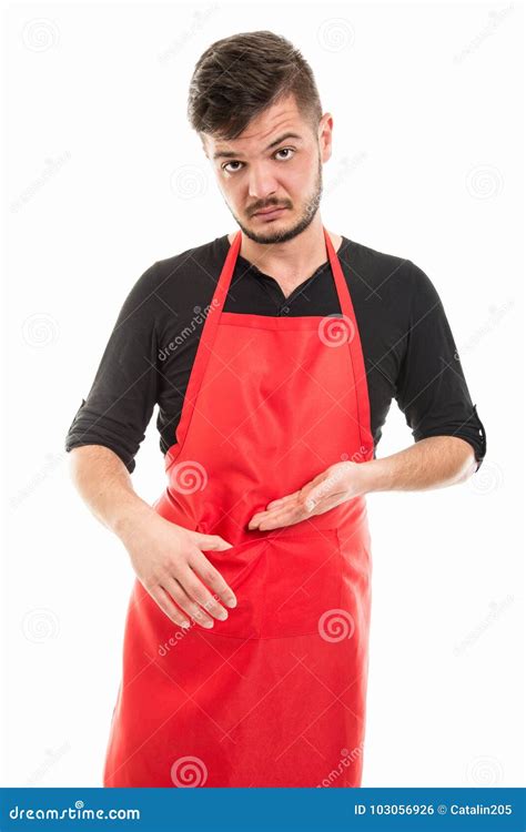 Empregador Masculino Triste Do Supermercado Que Mostra O Bolso Vazio