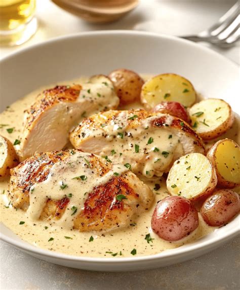 Chicken And Potatoes With Dijon Cream Sauce Recipe Amandarecipes