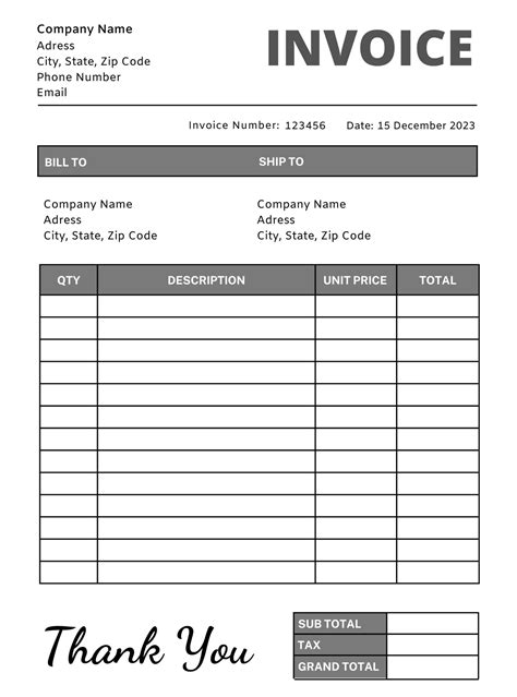 Invoice Template Editable Invoice Etsy