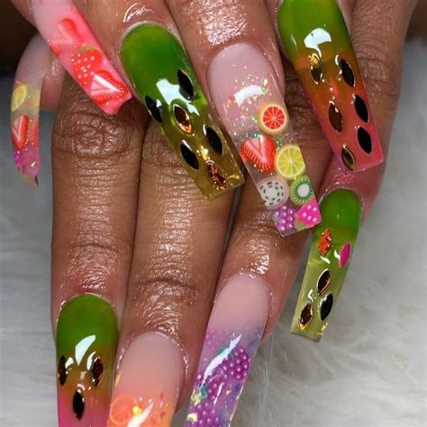 Jazmin 💅🏽 Nail Bo On Instagram “fruit Salad Yummy Yummy 🍇🍉🍓🍊🍌🥝 Getjazzed Freestyle